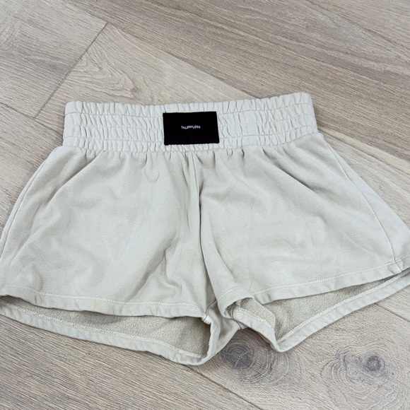 TALENTLESS Cream Athletic Shorts - Picture 1 of 3